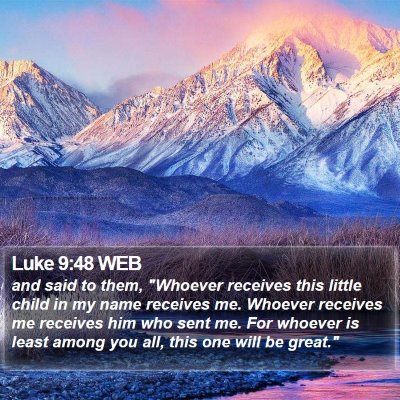 Luke 9:48 WEB Bible Verse Image
