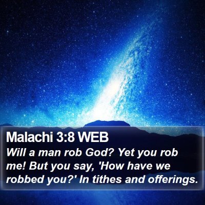Malachi 3:8 WEB Bible Verse Image