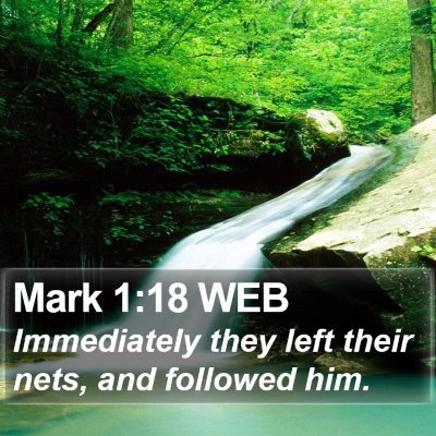 Mark 1:18 WEB Bible Verse Image