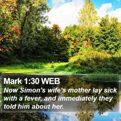 Mark 1:30 WEB Bible Verse Image