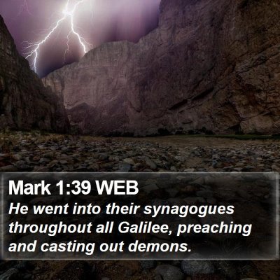 Mark 1:39 WEB Bible Verse Image