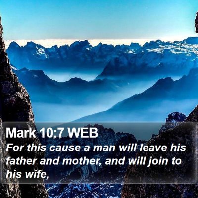 Mark 10:7 WEB Bible Verse Image