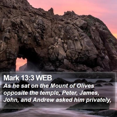 Mark 13:3 WEB Bible Verse Image