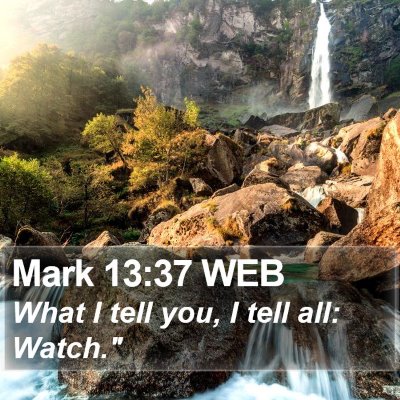 Mark 13:37 WEB Bible Verse Image