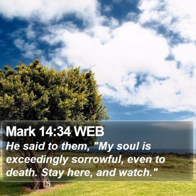 Mark 14:34 WEB Bible Verse Image