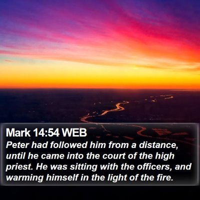 Mark 14:54 WEB Bible Verse Image