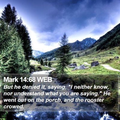 Mark 14:68 WEB Bible Verse Image