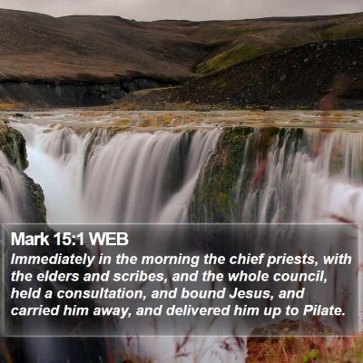 Mark 15:1 WEB Bible Verse Image