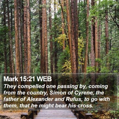 Mark 15:21 WEB Bible Verse Image