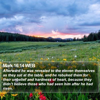 Mark 16:14 WEB Bible Verse Image