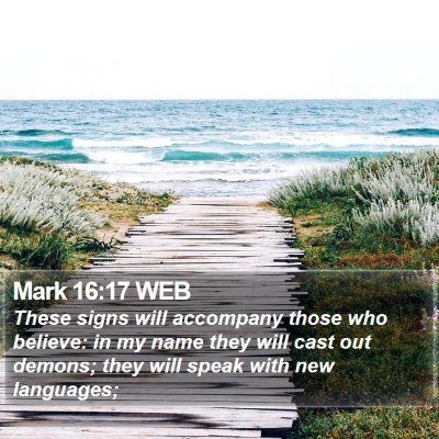 Mark 16:17 WEB Bible Verse Image