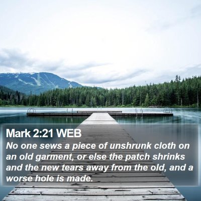 Mark 2:21 WEB Bible Verse Image