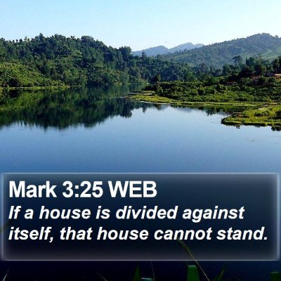Mark 3:25 WEB Bible Verse Image