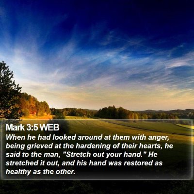 Mark 3:5 WEB Bible Verse Image