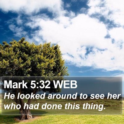 Mark 5:32 WEB Bible Verse Image
