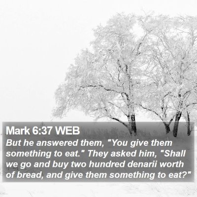 Mark 6:37 WEB Bible Verse Image