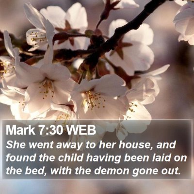 Mark 7:30 WEB Bible Verse Image