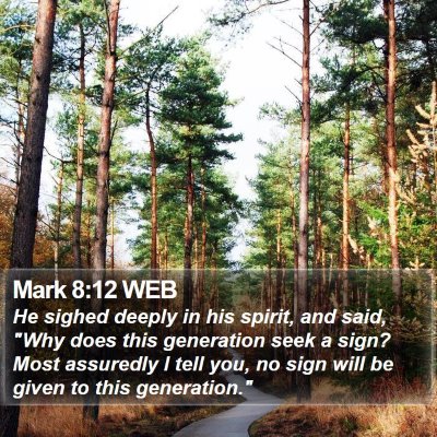 Mark 8:12 WEB Bible Verse Image