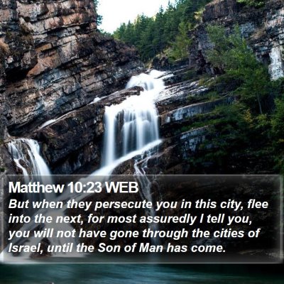 Matthew 10:23 WEB Bible Verse Image