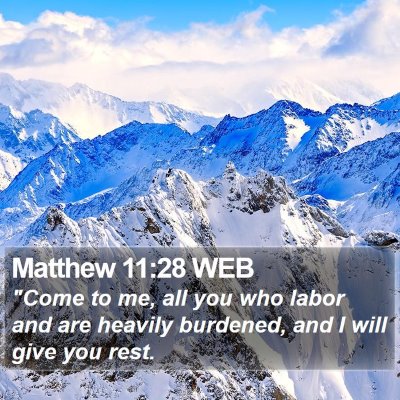 Matthew 11:28 WEB Bible Verse Image