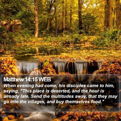 Matthew 14:15 WEB Bible Verse Image