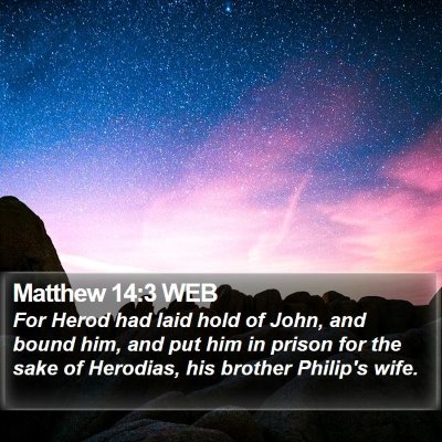 Matthew 14:3 WEB Bible Verse Image
