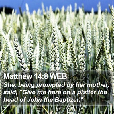 Matthew 14:8 WEB Bible Verse Image