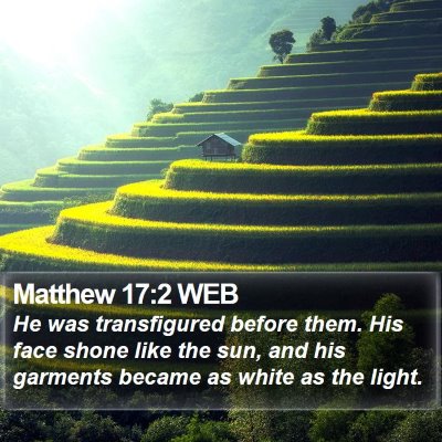 Matthew 17:2 WEB Bible Verse Image