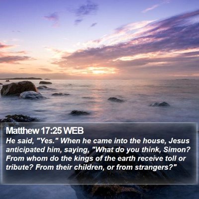 Matthew 17:25 WEB Bible Verse Image