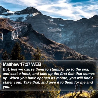 Matthew 17:27 WEB Bible Verse Image