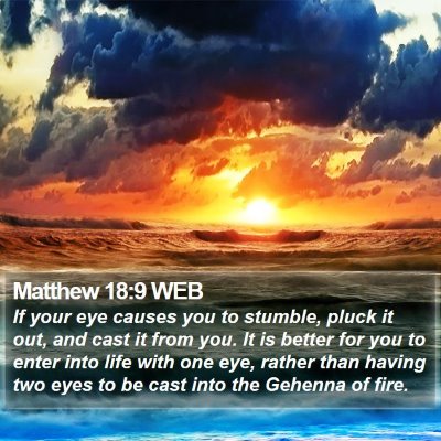 Matthew 18:9 WEB Bible Verse Image