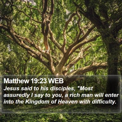 Matthew 19:23 WEB Bible Verse Image