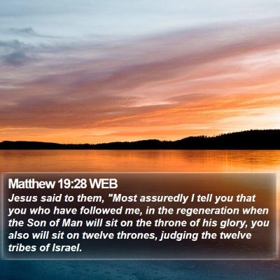 Matthew 19:28 WEB Bible Verse Image