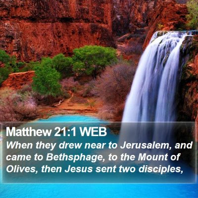 Matthew 21:1 WEB Bible Verse Image