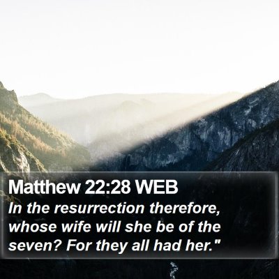 Matthew 22:28 WEB Bible Verse Image