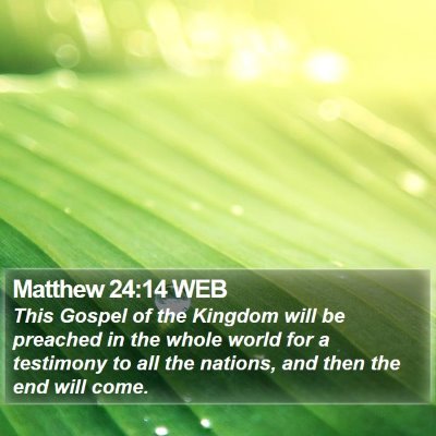 Matthew 24:14 WEB Bible Verse Image