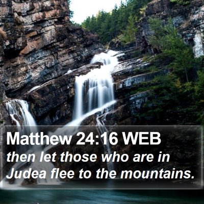 Matthew 24:16 WEB Bible Verse Image