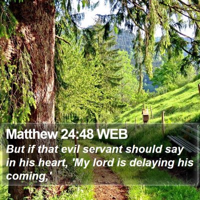Matthew 24:48 WEB Bible Verse Image