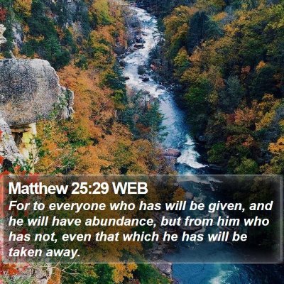 Matthew 25:29 WEB Bible Verse Image