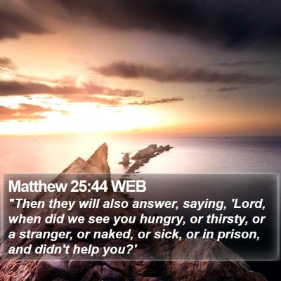 Matthew 25:44 WEB Bible Verse Image