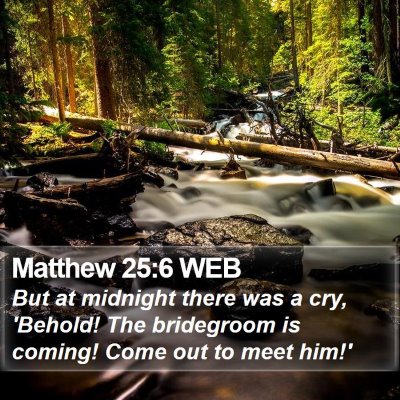 Matthew 25:6 WEB Bible Verse Image