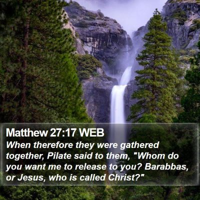 Matthew 27:17 WEB Bible Verse Image