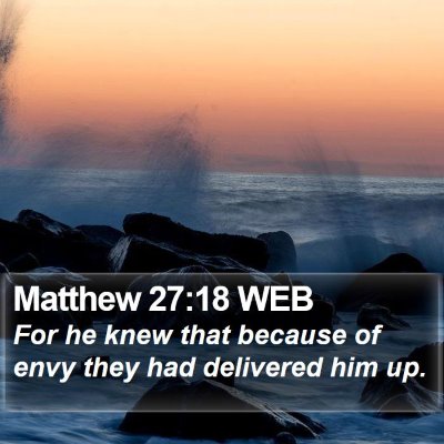 Matthew 27:18 WEB Bible Verse Image