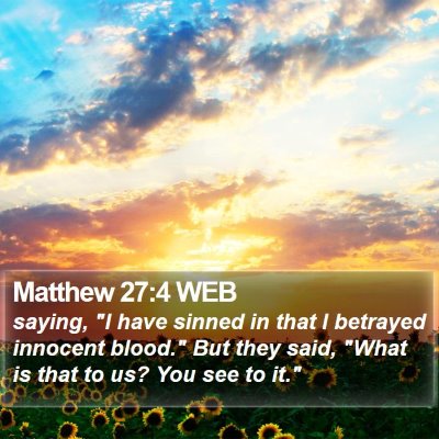 Matthew 27:4 WEB Bible Verse Image