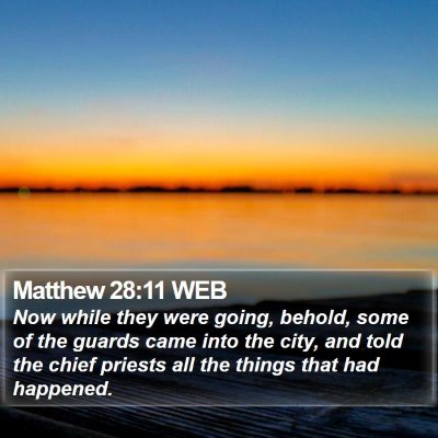 Matthew 28:11 WEB Bible Verse Image