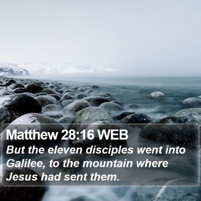 Matthew 28:16 WEB Bible Verse Image