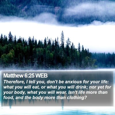 Matthew 6:25 WEB Bible Verse Image