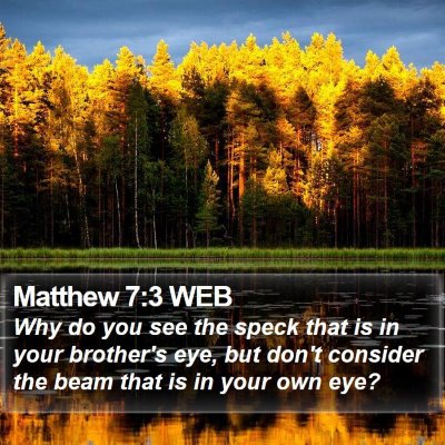 Matthew 7:3 WEB Bible Verse Image