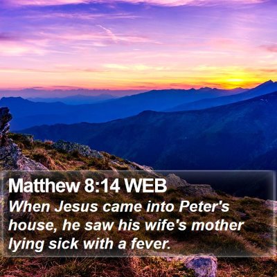 Matthew 8:14 WEB Bible Verse Image