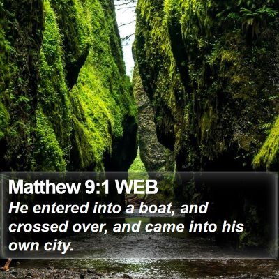 Matthew 9:1 WEB Bible Verse Image